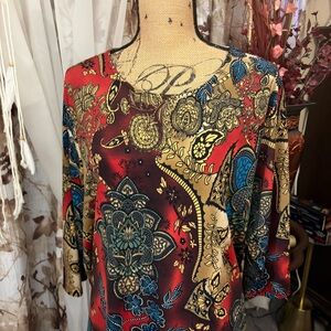 Serengeti Red and Gold Paisley Blouse